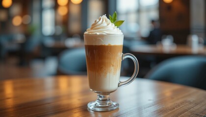 cappuccino latte in a glass