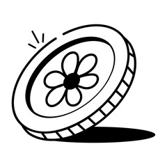 A drawing style icon of silver coin
