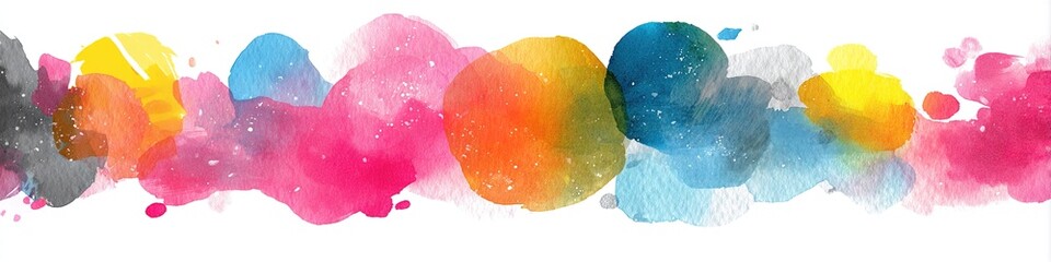Abstract watercolor shapes on white background. Color splashing hand drawn vector painting. High quality