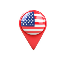 USA flag pin on transparent background, PNG