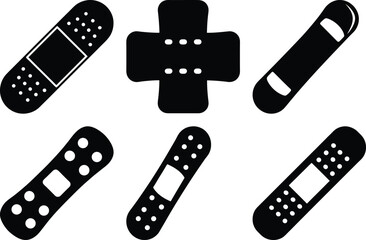 Six Black and White Bandage Variations for Cuts and Minor Injuries