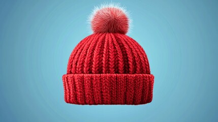 Cozy Red Knit Beanie with Pom Pom