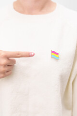 Pansexual Visibility Day and Panromantic May Awareness Day and LGBT pride month concept. hand...