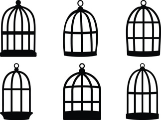 Collection of Six Vintage Style Birdcages in Varied Shapes and Designs