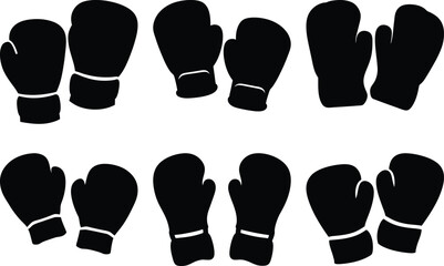 Monochrome Boxing Gloves Arranged in Pairs for Sparring and Training Sessions