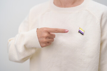 International Non Binary People July Day and Happy Pride June month and LGBTQIA with flag Brooch...