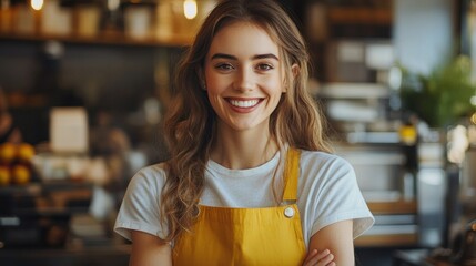 Smiling cafe worker