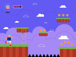 Fototapeta premium Video game screen display. Equipment of gamers. Games illustration. Flat vector illustration.