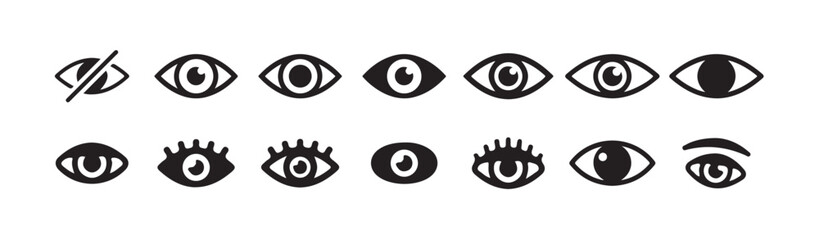 eye vector icons. Human eyes on white background. Sight symbol. See or watch sign. Eyesight symbol. Hide and show password icons. Eyes open and closed vector icons.vector illustration eps 10.