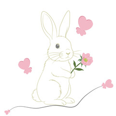 Cute bunny rabbit outline