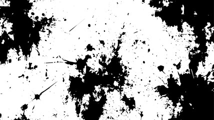 Abstract Ink Splatter Texture, Grunge Black Paint Explosion on White Background
