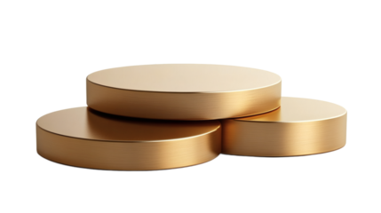 [Transparent Background PNG]Three Tiered Gold Podium Illustration