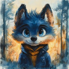 Cute blue furry creature