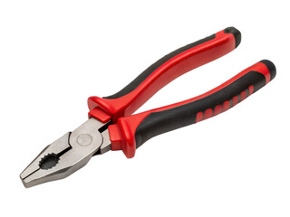 Obraz premium Close-up of Red and Black Pliers Tool Isolated on transparent background, Isolated Png file, Cut-out, Isolate Png, No Background, Isolated object