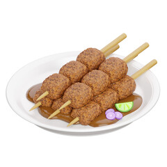 Chicken Satay Indonesian Food 3D Illustration