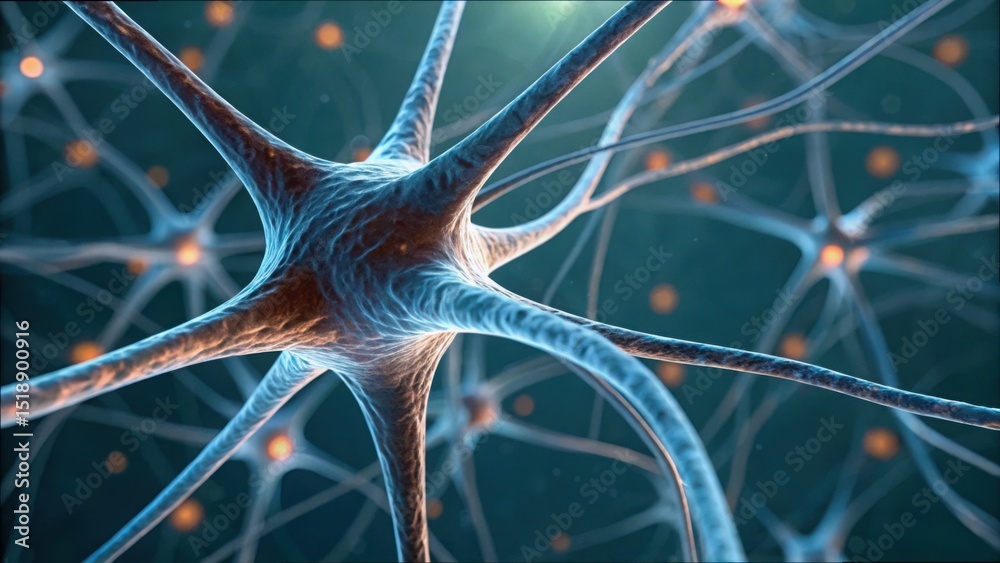 Poster Digital Rendering of Neurons and Pathways in a Drug Compound Context
