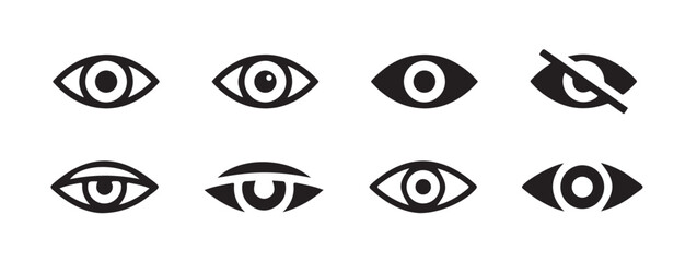 Eye icon set. Eyesight symbol. Simple eye collection.See and unsee symbol. Show password. Vector illustration eps 10.