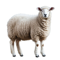 Fototapeta premium [Transparent Background PNG]Adorable Sheep Portrait Against White Background