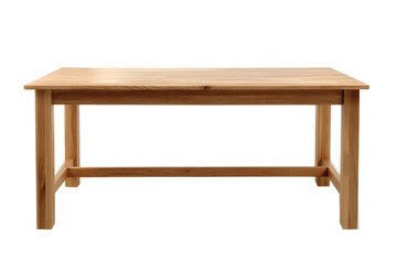 [Transparent Background PNG]Simple Wooden Dining Table Isolated on White Background