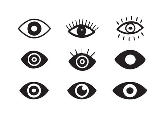 Simple eye icon. eyesight symbol.. Human eyes on white background. Sight symbol. Eyes related line icons. View and eye vector linear icon set.