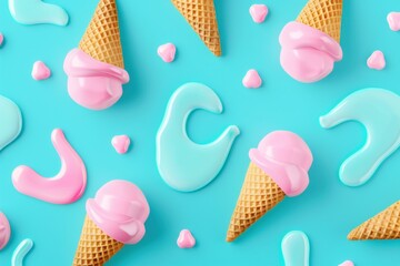 Sweet Treat Dream: Ice Cream Cones and Pastel Swirls