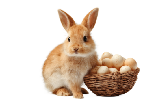 [Transparent Background PNG]Adorable Baby Bunny with Easter Eggs
