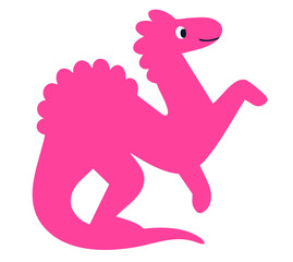 Dinosaur illustration, colorful minimalist style, mid-century modern, childlike shapes, whimsical character design, no outlines, solid colors, stylized proportions