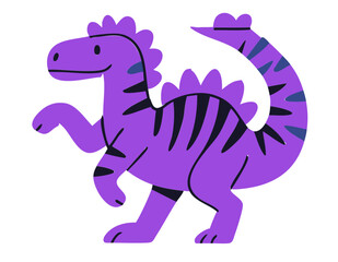 Dinosaur illustration, colorful minimalist style, mid-century modern, childlike shapes, whimsical character design, no outlines, solid colors, stylized proportions