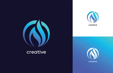 Blue Flame  symbol, fire logo design Concept Template