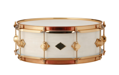 [Transparent Background PNG]Elegant White Drum with Gold Accents