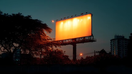 Solitary billboard structure in minimalist setting, ideal for showcasing branding, public messaging, or design layouts.