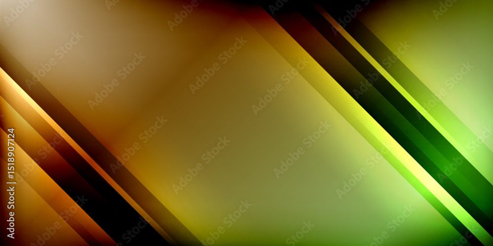Fototapete Abstract background features diagonal stripes. Colors transition from dark shades to vibrant greens, golds. Smooth gradients create dynamic visual effect.