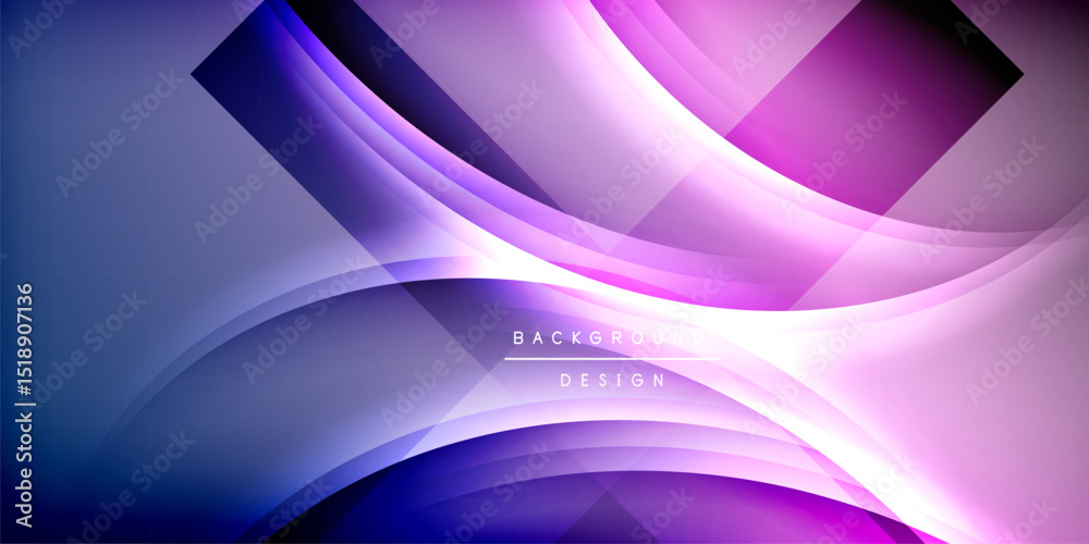 Aufkleber Abstract flowing shapes, purple hues dominate design. Light gradients create dynamic visual effect. Modern background texture.