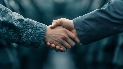 First responders and military members sharing a moment of respect at a ceremony