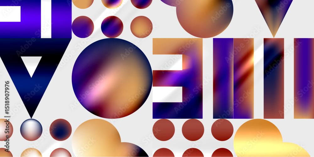 Aufkleber abstract composition. geometric shapes overlap, creating vibrant color gradients. circles, squares, 