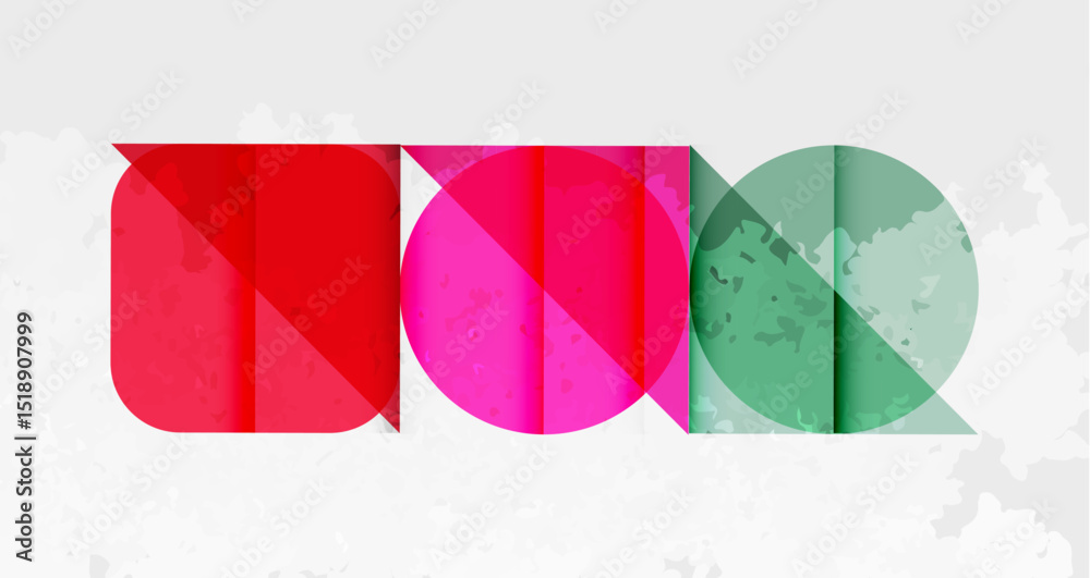 Leinwandbilder abstract graphic design features overlapping colorful shapes forming letters nux. textured backgroun