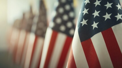 Patriotic concert on Memorial Day, people singing the national anthem, flags waving
