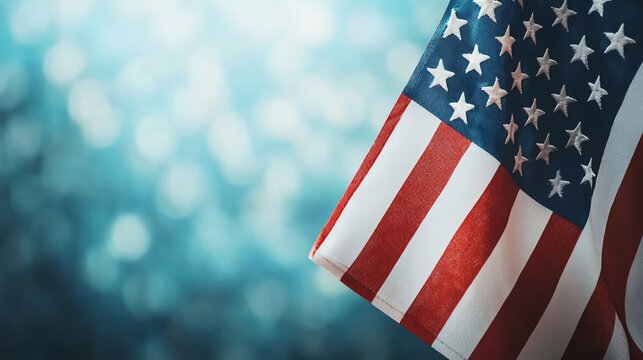 Patriotic concert on Memorial Day, people singing the national anthem, flags waving - Powered by Adobe