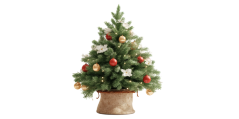 [Transparent Background PNG]Small Christmas Tree Decorated with Ornaments