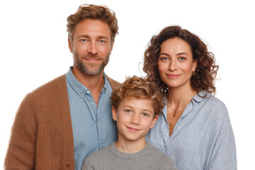 [Transparent Background PNG]Portrait of a Caucasian Family of Three