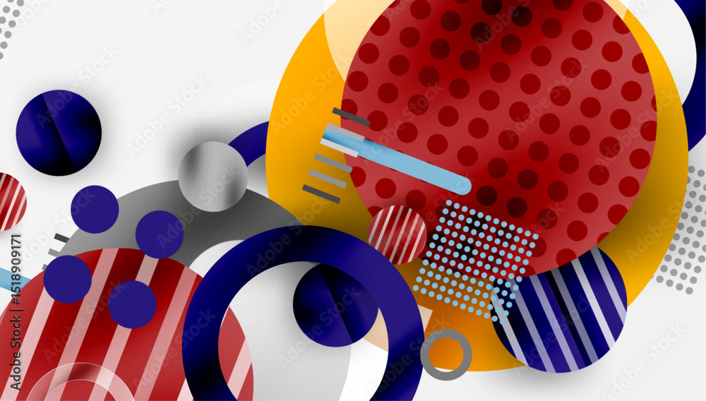 Leinwandbilder abstract composition. circles, stripes, dots create dynamic visual experience. bright colors contras
