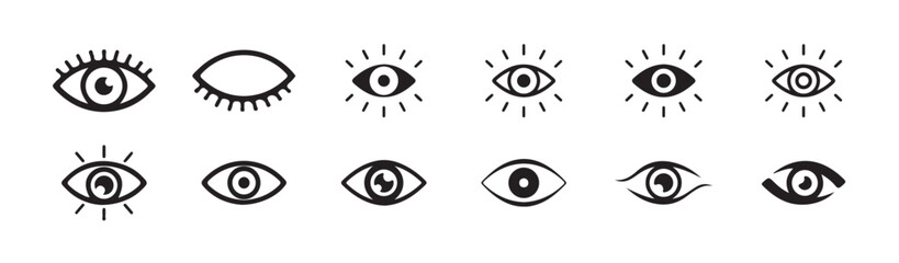 Eye icon set. Eyesight symbol. Eyes related line icons. View and eye vector linear icon set.Eye modern symbol isolated on white background.vector illustration  eps 10.
