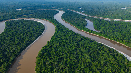 AERIAL IMAGES OF THE NANAY RIVER IN THE PERUVIAN AMAZON, AN IMPORTANT RIVER FOR THE CITY OF...