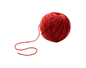 red yarn ball against white background
