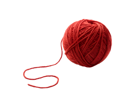 red yarn ball against white background