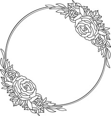 Floral Circle Frame Vector
