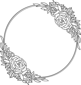 Floral Circle Frame Vector