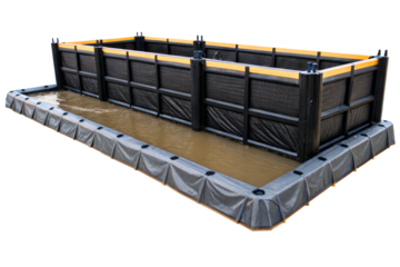 Modular rectangular water tank with sturdy frame and liner isolated with transparent background