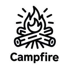 Campfire Icon Outdoor Adventure Symbol Bonfire Vector Illustration Camping and Nature
