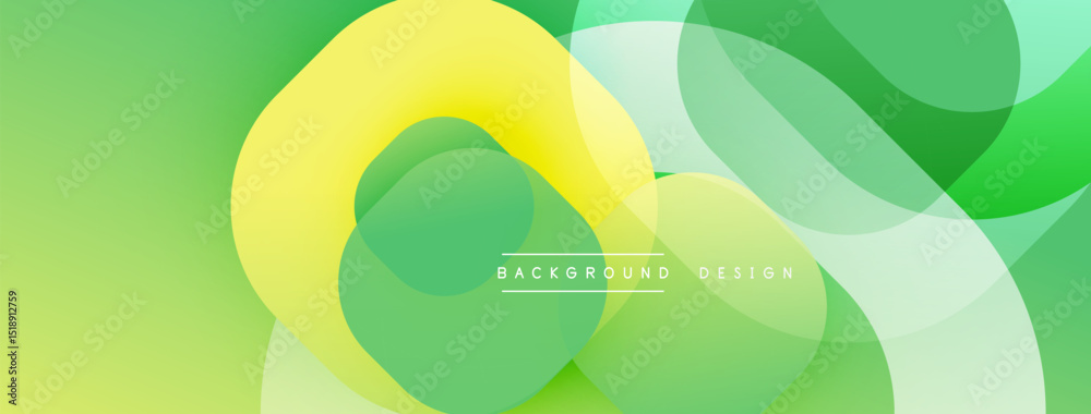 Poster abstract fluid shapes, vibrant green yellow hues. modern design, smooth gradients create dynamic com